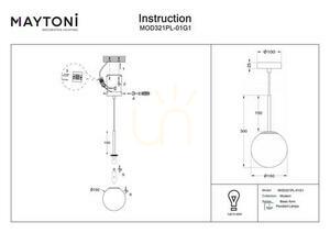 Lampă suspendată Maytoni Basic form MOD321PL-01G1, aurie, sticlă albă Ø15 cm, E14 small 5