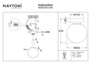 Aplică Maytoni Basic form MOD321WL-01B1 neagră, glob alb 20 cm, E14 small 2
