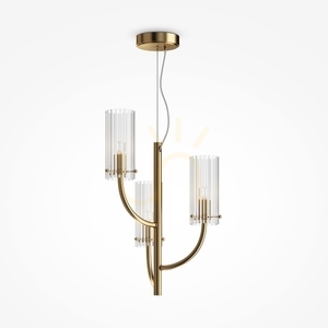 Lustră suspendată Maytoni ARCO MOD223PL-03BS alamă, 3 × G9, sticlă striată, Ø 35 cm small 0