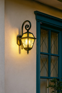 Lampă de perete exterior SU-MA Witraż negru patină vitraliu K 3012/1/N small 2