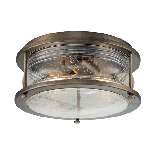 Verifica Plafonieră de exterior Elstead ASHLAND BAY 2xE27 IP44 bronz oxidat, sticlă seeded, Ø 30,5 cm