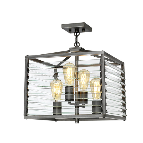 Verifica Lustră suspendată Louvre, 4 surse de lumină - gunmetal, lamele din sticlă Elstead