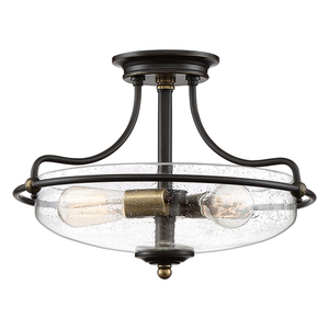 Plafonieră semi-aplicată Griffin cu 3 lumini - bronz paladian Elstead small 0