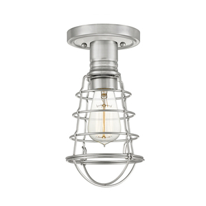 Plafonieră semi-aplicată Mixon cu cușcă - 1 sursă de lumină - Nichel periat Elstead small 0