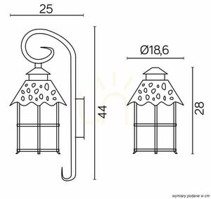 Aplică de perete exterior SU-MA Toledo negru patinat aluminiu/sticlă K 3012/1/R small 2
