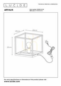 Lampă de masă Lucide ARTHUR E27, neagră cu dulie de culoarea cuprului, 25 cm – 08524/01/30 small 3