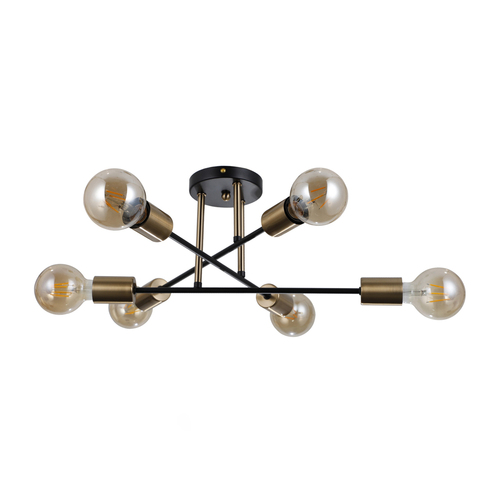 Verifica Plafoniera Italux Formio 6xE27 neagră Ø54 cm oțel PND-4052-6-BL-HBR
