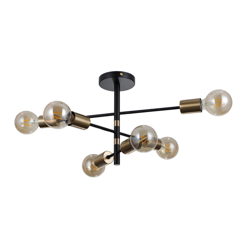 Verifica Lampă suspendată Italux Piansi neagră 6xE27 Ø54 cm oțel PND-4025-6-BL-HBR