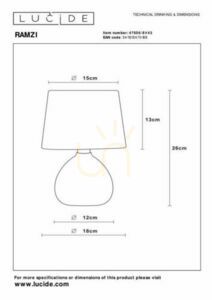 Lampă de masă Lucide RAMZI ceramică bumbac maro Japandi 47506/81/43 small 5