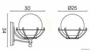 Lampă de perete exterior SU-MA Kule negru K 3012/1/KPO small 3