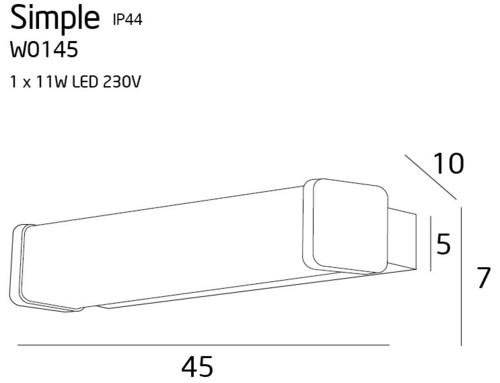 Verifica Aplica perete LED Max Light Simple W0145 crom IP44 45 cm 11W 3000K