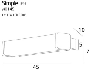 Aplica perete LED Max Light Simple W0145 crom IP44 45 cm 11W 3000K 1 Aplica perete LED Max Light Simple W0145 crom IP44 45 cm 11W 3000K small 1