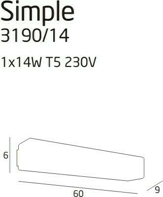 Verifica Aplică de perete Max Light SIMPLE 3190/14 albă metal 60 cm tub fluorescent T5 14 W