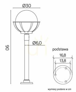 Lampă de grădină SU-MA negru 90 cm glob K 5002/2/KPO 250 small 6