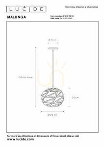 Lampă suspendată Lucide Malunga alb metal 25 cm 21415/25/31 small 6