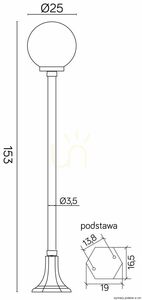 Lampă de grădină SU-MA cu glob neagră 153 cm K 5002/1/KP 250 small 2