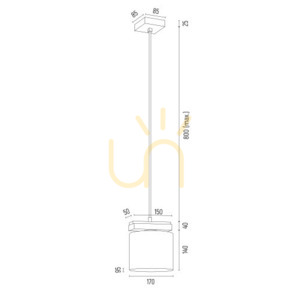 Pendul ARGON CANOA 1xE27 opal mat negru alamă SKU 8276 small 3