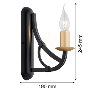 Lampă de perete ARGON Lorenzo negru auriu E14 SKU 8355 small 2