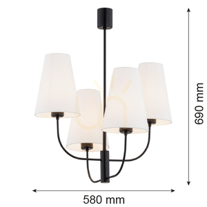Candelabru ARGON Safiano 4xE27 alb negru 580 mm SKU 1822 small 6