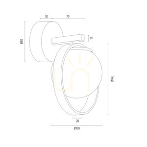 Aplica de perete ARGON Saturnia opal mat auriu SKU 8259 small 3