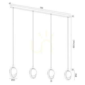 Lampă suspendată ARGON Saturnia 4xG9 opal mat aurie 1809 small 4