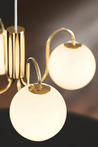 Lustră Franca cu 4 becuri, alamă și sticlă albă, Nordlux small 2