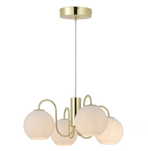 Lustră Franca cu 4 becuri, alamă și sticlă albă, Nordlux small 4