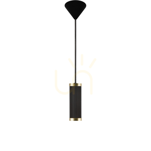 Lampă suspendată Nordlux Galloway E27, neagră cu detalii din alamă small 4