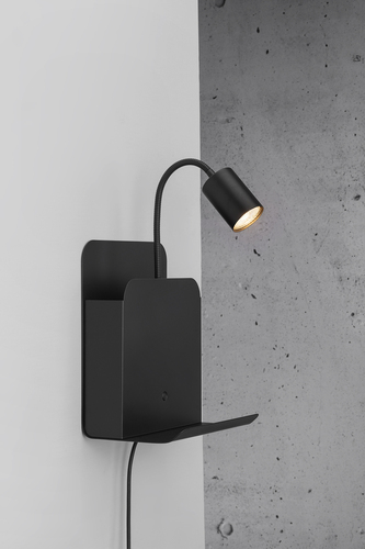 Verifica Aplică Nordlux Roomi neagră GU10 8 W cu raft și port USB 2112551003