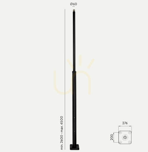 Verifica Lamppost 1255 Negru O50 O50 260-400Cm Revizuire ușă