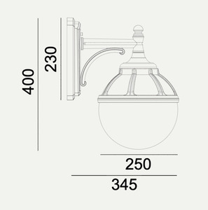 Aplică de exterior Bologna 311BL cu glob opal, neagră, E27 NORLYS small 2