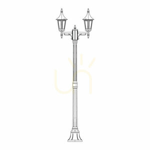Lampă de exterior pe stâlp NORLYS Rimini 402BL neagră RAL 9005, două felinare, 2×E27, 188 cm small 2