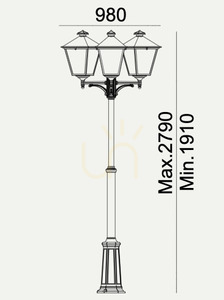 Felinar de grădină / parc IP54 LONDON BIG 495BL 3 x E27 negru - premium NORLYS. small 1