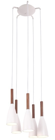 Pendelleuchte Max Light Soft P0147 weiß 5-flammig Holz Metall 50 cm