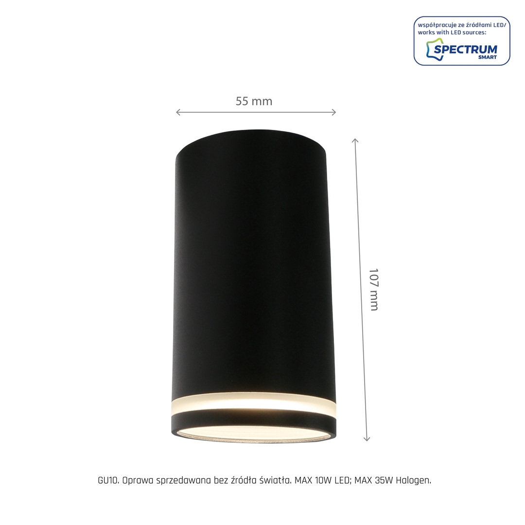 Verifica Chloe Mini inel Chloe montat pe suprafață Gu10 230 V Ip20 Fi55*107mm Negru Imobil Chloe Mini inel Chloe montat pe suprafață Gu10 230 V Ip20 Fi55*107mm Negru Imobil