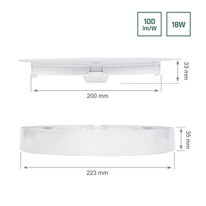 Algine Eco 2w1 Downlight montat pe suprafață 18 Ww 230 V 110st Ip20 Ik06 223x35mm alb rotund small 4