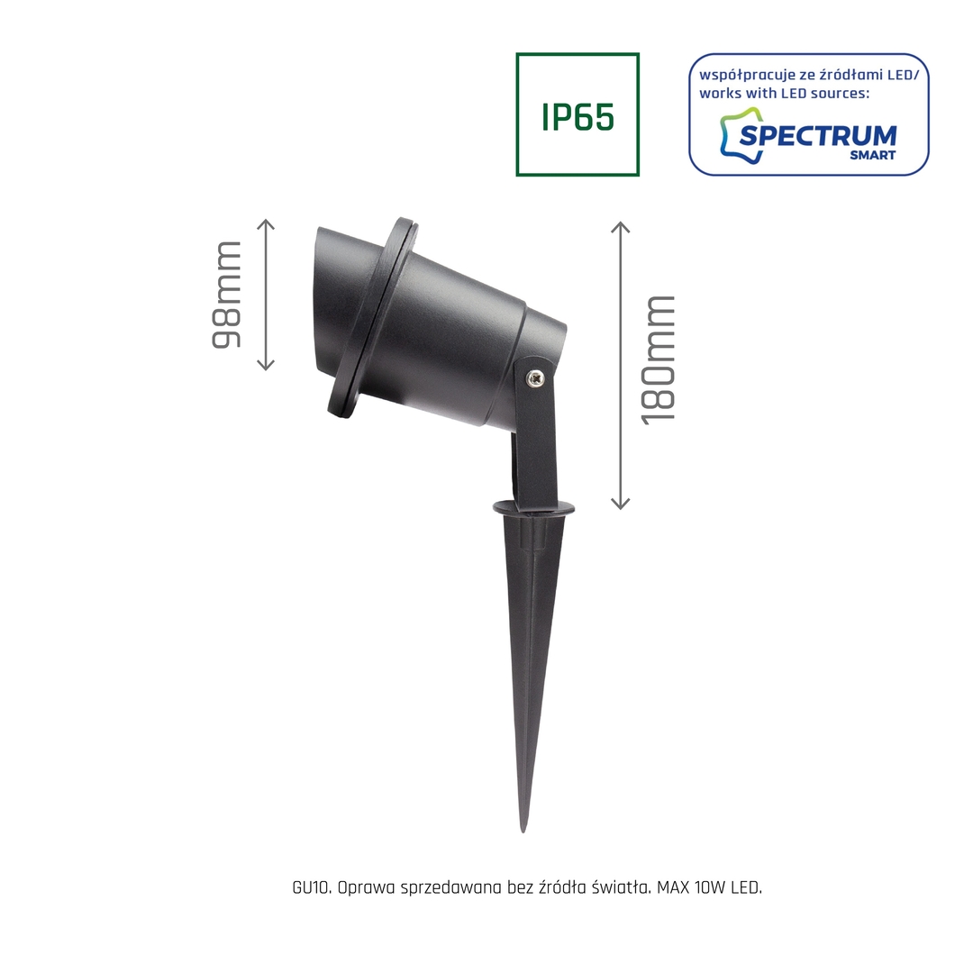 previzualizare Flori Gu10 Alu Unghi 250 V Ip65 98x180mm Negru Acționat, mobil Flori Gu10 Alu Unghi 250 V Ip65 98x180mm Negru Acționat, mobil