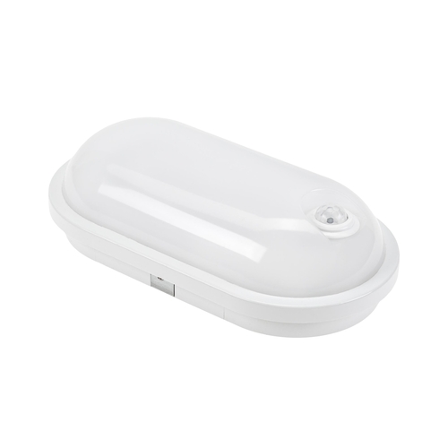 Verifica Lampă cu canal Technic 20 W Nw 230 V 120st Ip54 Ik07 270x145x70mm Alb Oval cu senzor de mișcare Pir.