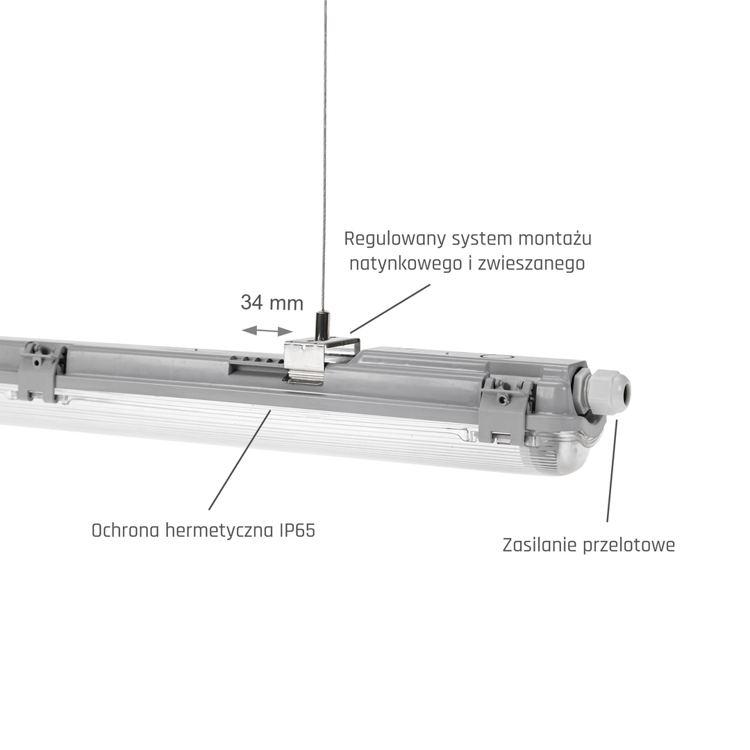 Vedere Limea Led Tube Slim Hermetic G13 1x150 250 V Ip65 1610x65x63 Mm Gri Limea Led Tube Slim Hermetic G13 1x150 250 V Ip65 1610x65x63 Mm Gri
