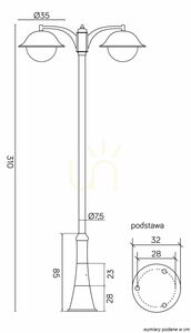 Lampă stâlp exterior SU-MA Prince Max 2 brațe negru 310 cm OGMW 2 O-BD small 3