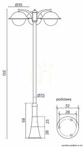 Lampadar exterior SU-MA Prince negru patinat 3 becuri 310 cm OGMW 3 O-BD small 3