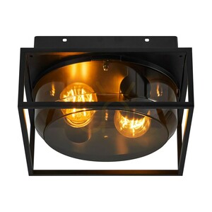 Plafonieră de exterior Nordlux Griffin 2218126047, neagră cu dispersor fumuriu, 2×E27 small 3
