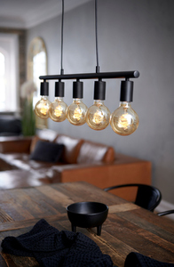 PACO Nordlux E27 5x25W Lampă suspendată din metal negru small 1