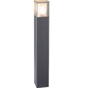 Stâlpișor de iluminat Arendal 1560GR, E27, 85 cm, abajur din sticlă cristal, grafit RAL 7016 – NORLYS small 0