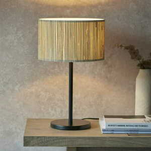 Lampă de masă Endon Longshore 101693, neagră cu abajur din iarbă de mare, 41 cm small 1