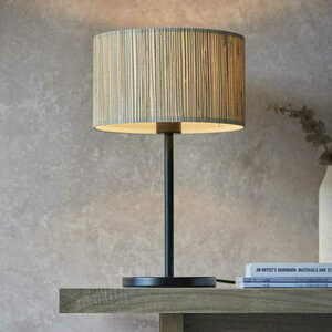 Lampă de masă Endon Longshore 101693, neagră cu abajur din iarbă de mare, 41 cm small 4