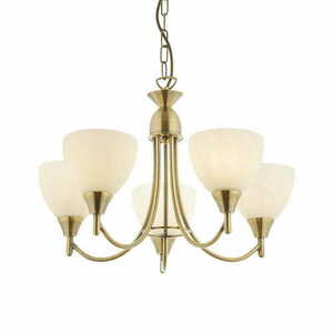 Lampă suspendată Endon Alton, alamă/alb, 5xE14, 46 cm, clasică small 0
