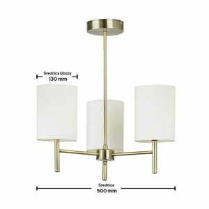 Plafonieră Endon Brio 3 becuri alamă alb E14 50 cm BRIO-3AB small 1