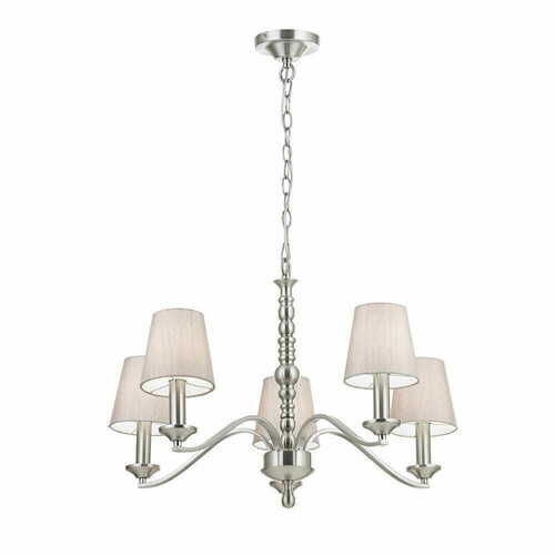 Verifica Pendul Endon Astaire 5xE14 Argintiu/Bej, textil, dimabil, 71 cm
