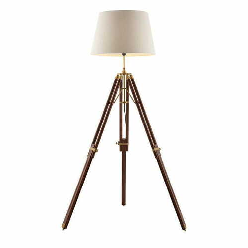 Verifica Lampă de podea Endon Tripod lemn alamă albă E27 1 bec